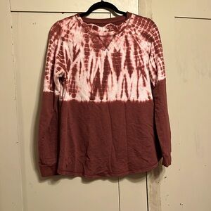 Retro Comfy Maroon & White long sleeve Tie-dye top size medium juniors